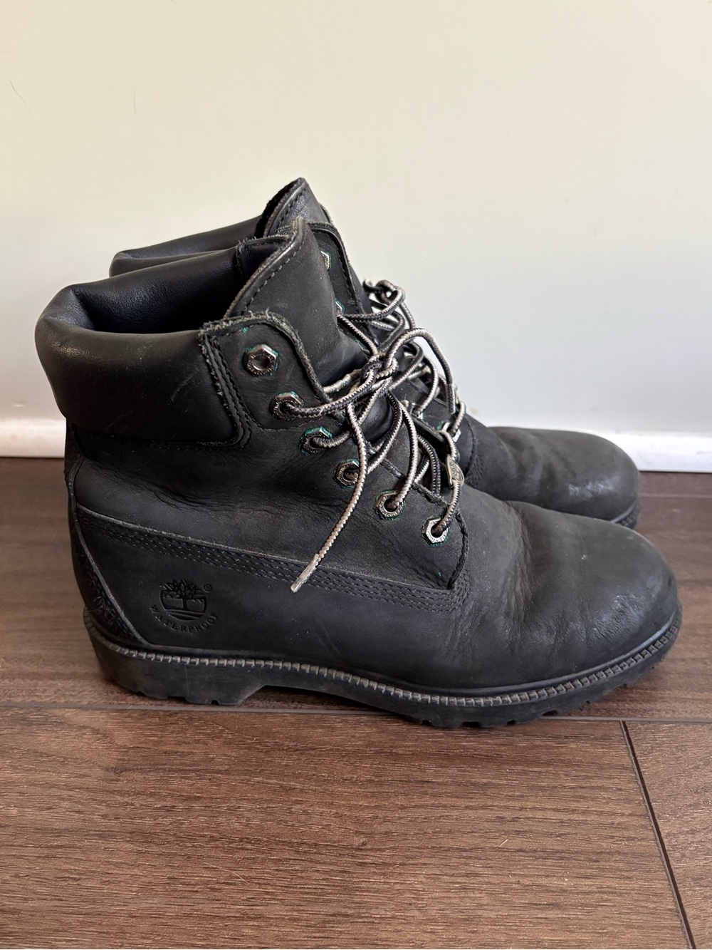 Timberland Black Leather Women’s Work Boots 8.5